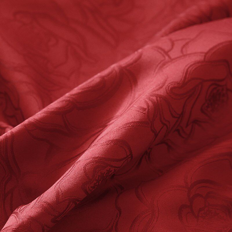 简约160支长绒棉结婚四件套红色印花卉被套床单婚庆婚房床品4,淘宝优惠券,粉丝福利购,淘宝优惠卷