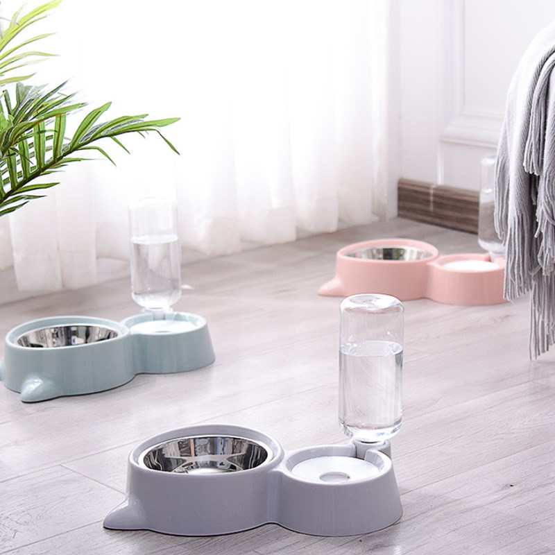 网红New 2-in-1 Cat Bowl Water Dispenser Automatic Water Stor - 图1