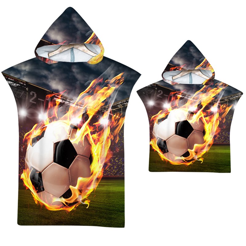 潮流球款连帽浴巾速干宽松浴袍斗B篷海边沙滩外套亲子游泳浴巾33 - 图1