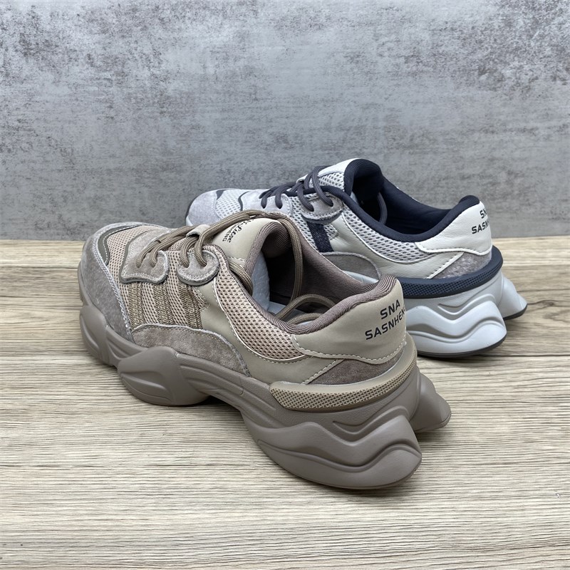 复古磨砂真皮老爹鞋女松糕厚底增高显脚小运动休闲跑步鞋百搭炸街 - 图1