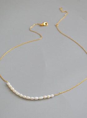 新品Brass With 18K Gold Natural Real Pearl Necklace Wowen Je