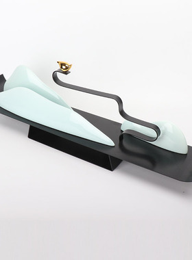 新中式创意陶瓷假山家居摆件客y厅玄关工艺品办公室样板房软装饰