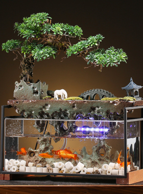 假山循环流水器鱼缸办公室居家桌面喷泉雾化加湿摆件开业乔迁礼品