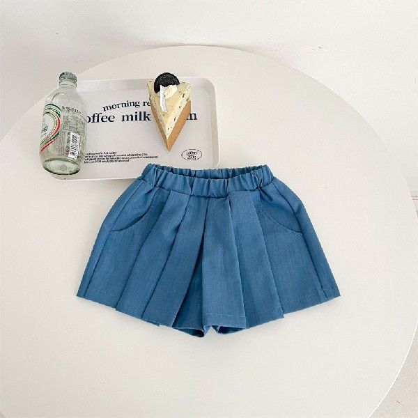 速发White/blue Denim Pleated Skirts for Baby Girls Clothes S-图1