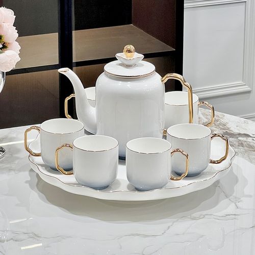 2024新款高档骨瓷茶具套装轻奢水杯茶壶茶杯家用客厅乔迁结婚送人 - 图0