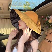 Black Rubber Fisherman Hat Woman Summer Great Hat Visor Sunscreen Sunscreen Hat Shield Against UV Hollowed-out Straw Hat Sun Cool Hat