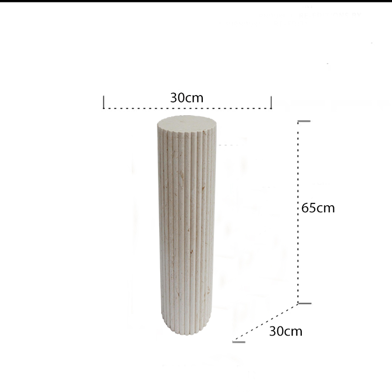 北欧风天然大理石圆柱客厅玄关酒店样板间雕塑底座展示台落地摆件 - 图1