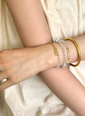 碎梦清璃精致冰透白水晶串珠手链新中式轻奢海纹石紫多巴胺女手串