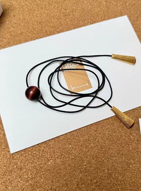 小众流苏虎眼石皮绳项链女一体虎石锁骨链简单高级感简约百搭