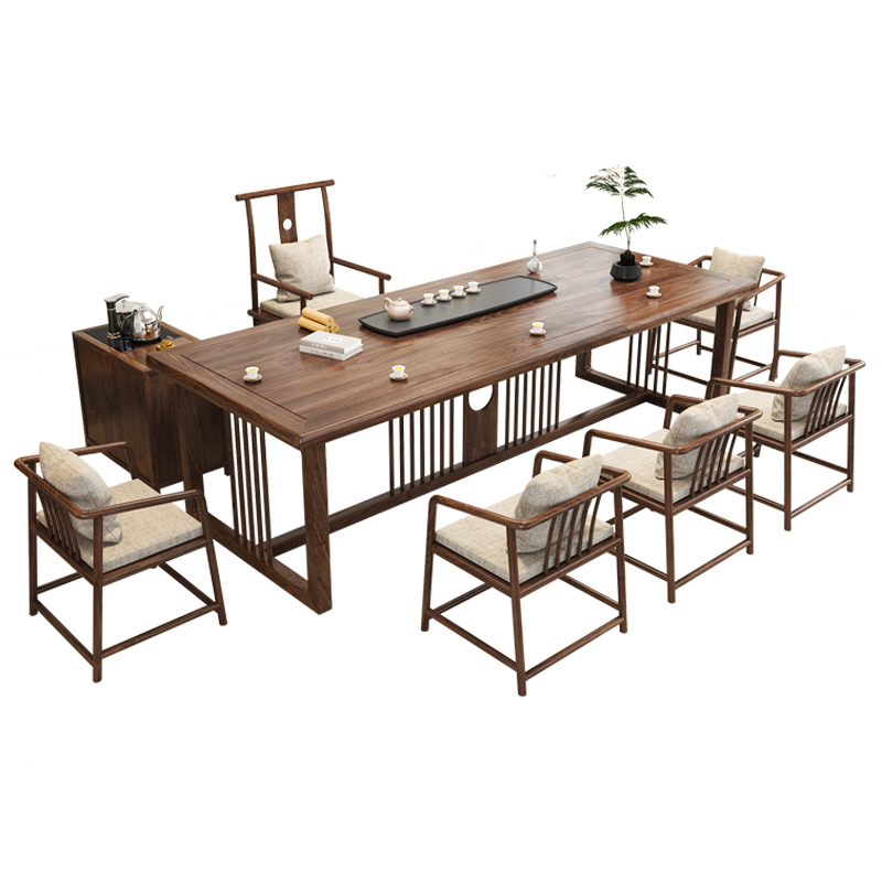 新中式老榆木茶桌椅原木实木茶几功夫茶台办公室茶桌椅.泡茶桌禅