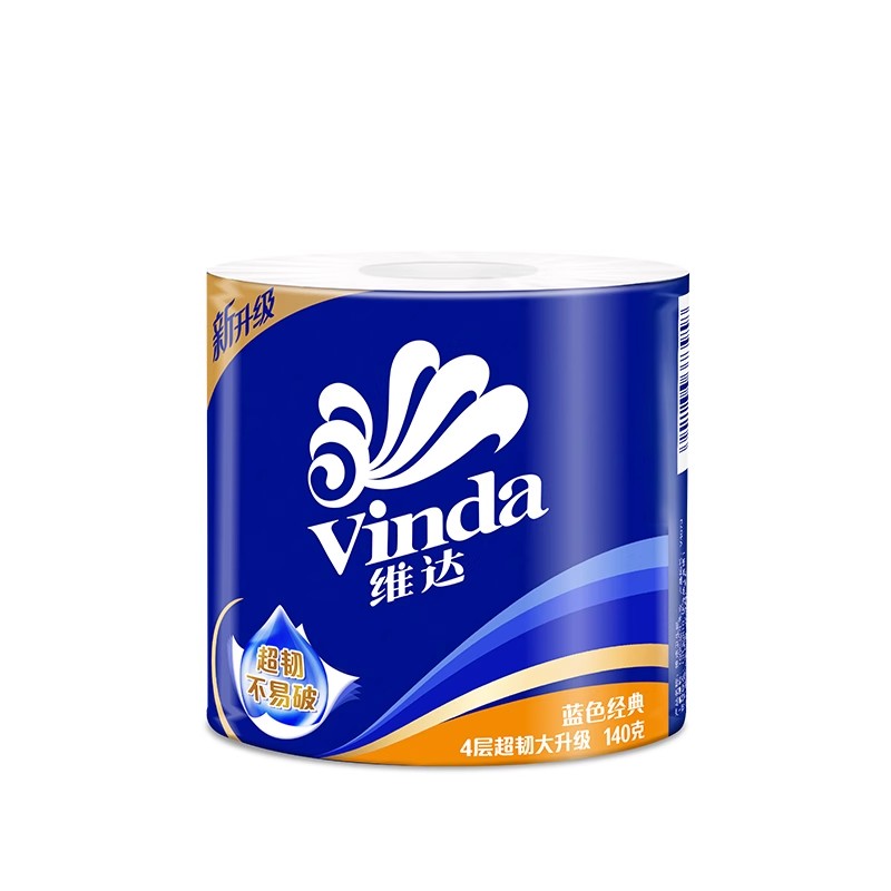 维达(Vinda)卷筒卫生纸 蓝色经典140克10卷 4层加厚 卫生纸卷 - 图1