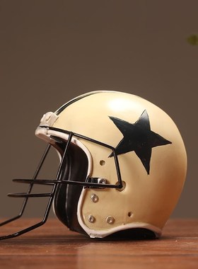 创意复古摆件美式橄榄球帽做旧道具头盔模型家居酒吧橱窗装饰饰品