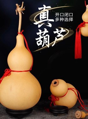 天然葫芦挂件真胡芦灸中国结吉祥开口门对门客厅玄关摆件大号文玩