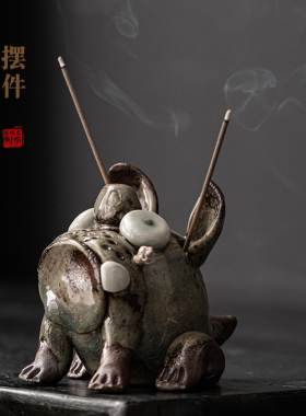 手工萌犬陶瓷摆件桌面茶桌茶盘可养精品功夫茶具家用客厅茶道配件