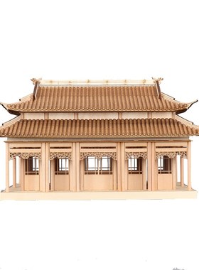 新中式禅意古建筑模n型中国风玄关柜茶桌茶桌凉亭样板间售楼部摆