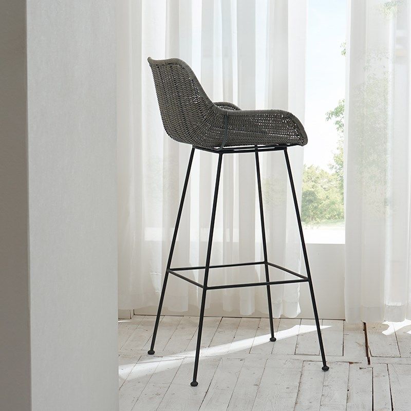 藤编铁艺吧台椅民宿家用吧凳靠背酒吧椅高脚椅侘寂奶茶店前台椅子,淘宝优惠券,粉丝福利购,淘宝优惠卷