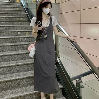 ການພະຍາບານ suspender dress two piece n set fashionable nursing top summer outing hot mom style postpartum breast milk ແມ່ຍິງຖືພາ