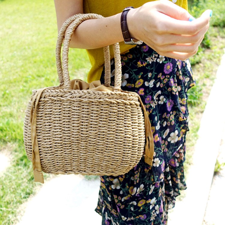 推荐Priced twine tied straw bag fashion handbag sen leisure - 图1