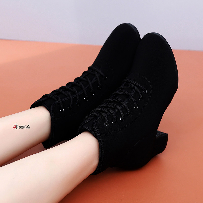 秋冬高帮广场跳舞鞋红色女式软底伦巴恰恰交谊舞牛津布舞蹈单靴黑,淘宝优惠券,粉丝福利购,淘宝优惠卷