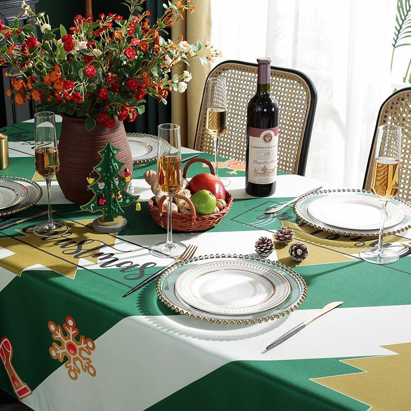 速发Christmas tablecloth style table cover polyester waterpr - 图2