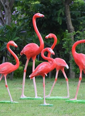 别墅花园庭院装饰品户外园林景观假山水池雕塑仿真动物火烈鸟摆件