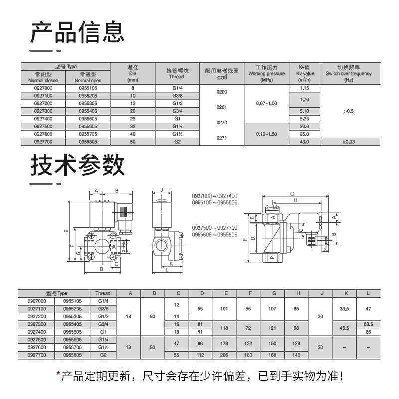 16KG高压膜片0927电磁阀水阀0927000 0927200 4分0927300 0927700 - 图2