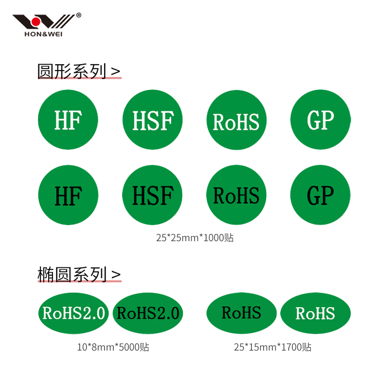 rohs 2.0 HF尾数标环保标签rohs绿色贴纸不干胶GP标签hsf合格证-图1