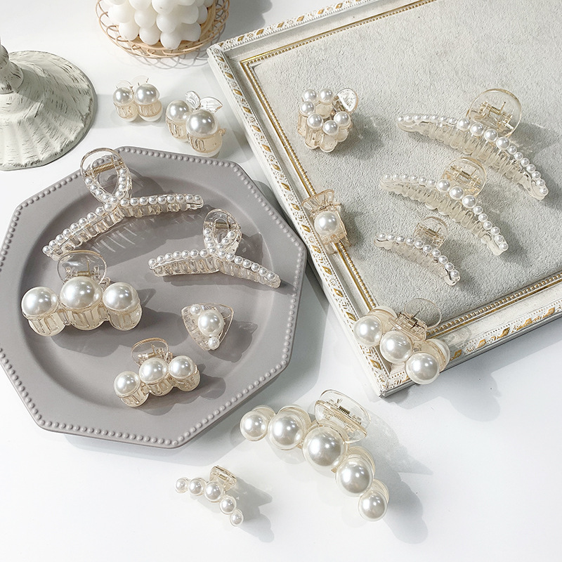 推荐New Elegant Pearl Hair Claws Woman Hair Clip Hairpins Ha - 图1