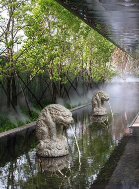中式户外庭院鱼缸水循环流水器花园水池造景装饰吸水兽中国风摆件