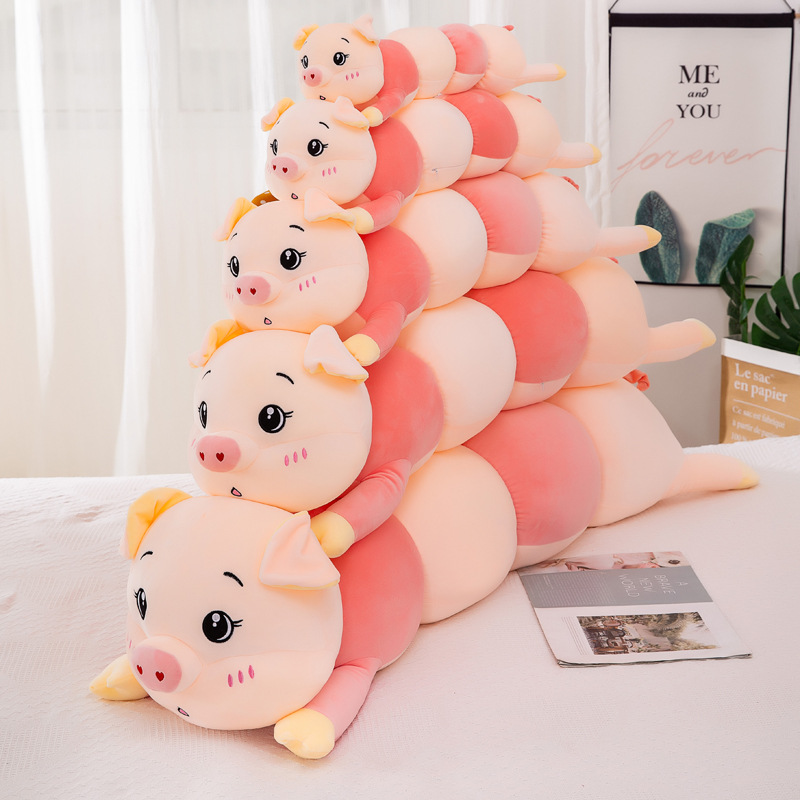 速发New transformed pig doll plush toy long erpillar pillow - 图2