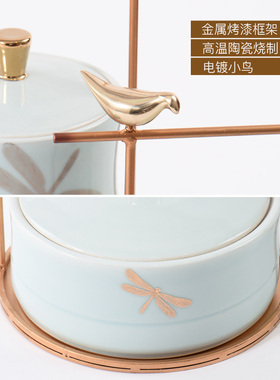 新中式现代简约样板间客厅墙柜家居饰品新房装饰品陶瓷储物罐摆件