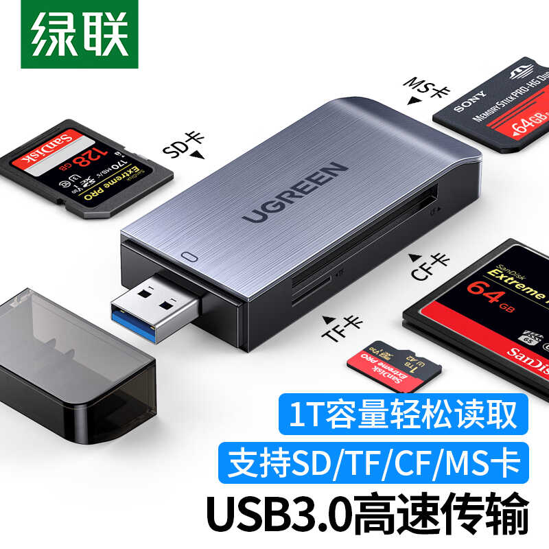 极速绿联USB3.0高速读卡器SD/TF多功能二合一Type-C手机OTG读卡器 - 图0