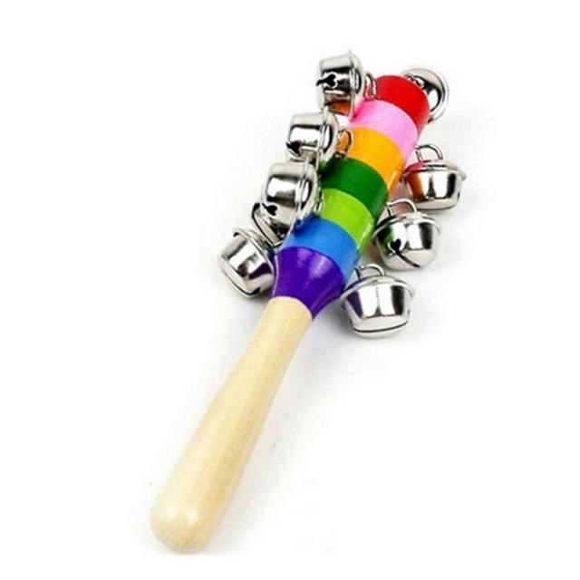 速发Baby Rattle Ring Wooden Handbell Baby Toys Musical Instr - 图3