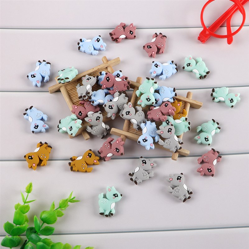 极速Kovict 10Pcs  Sika Deer Shape Silicone Beads Baby Molar - 图2