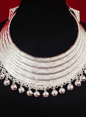 西南民族风项圈 苗族镀亮银项链 少数民族节日舞蹈演出服装配饰