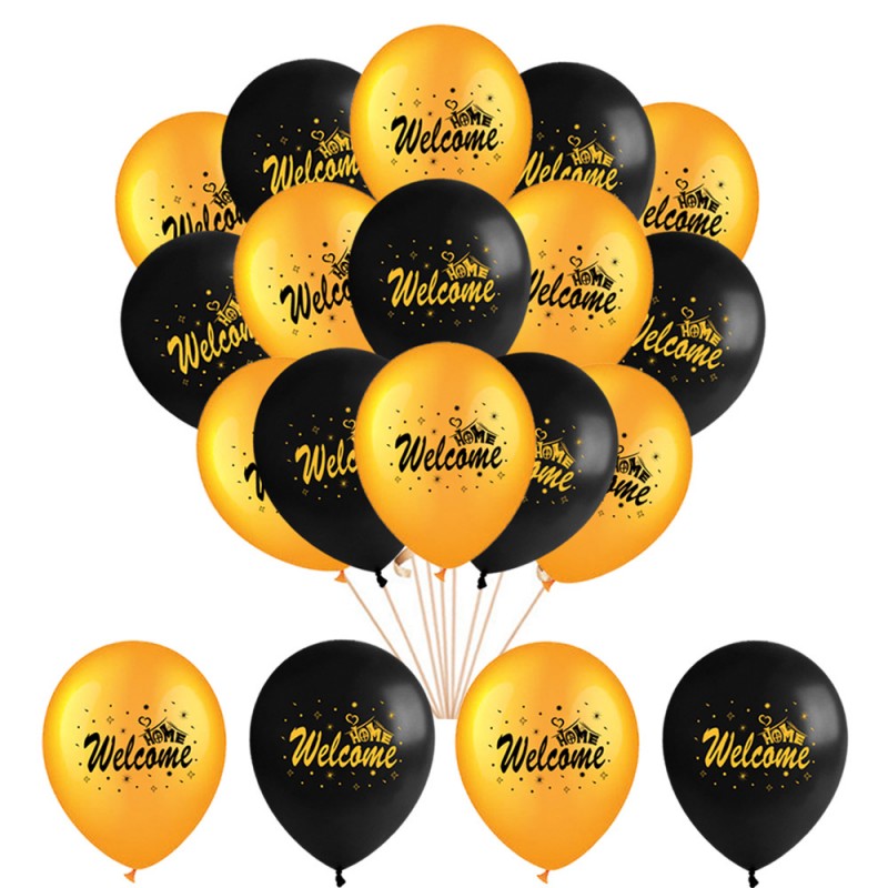 网红10Psc/Set 12Inch Welcome Home Latex Balloons Black Gold - 图1