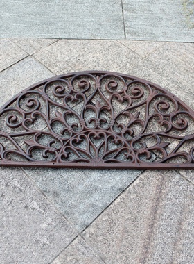 欧式乡村复古铸铁脚垫门踏垫别墅花D园庭院门前装饰摆件半圆形地
