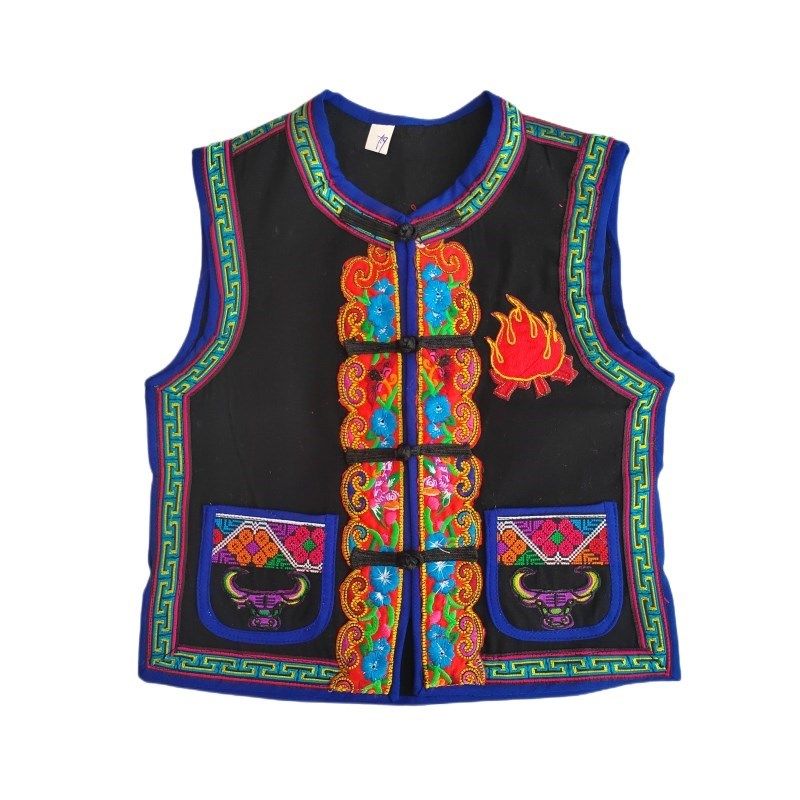 白色帆布小花牛i马甲黑色云南儿童民族服装小马褂绣花马夹单马甲,淘宝优惠券,粉丝福利购,淘宝优惠卷