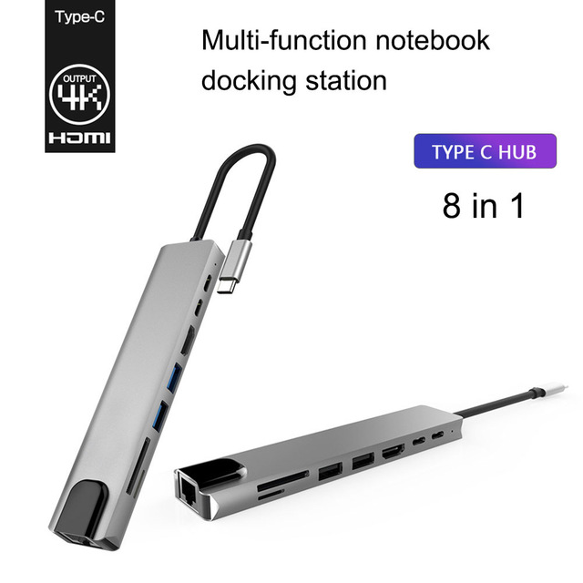 速发type c to hdmi RJ45 port sd tf usbc30 hub Thunderbolt 3 - 图0