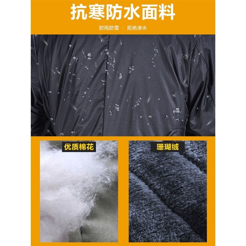 推荐棉大衣男冬季加厚加绒中长版劳保棉服冬装防寒保安工作服军迷