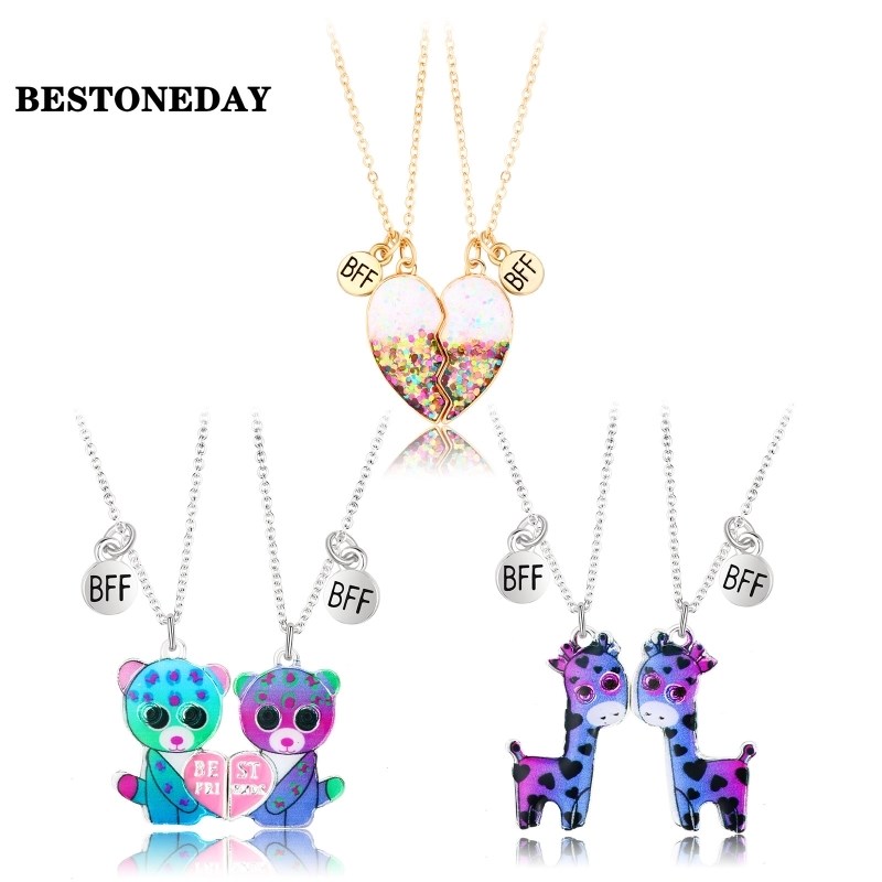 速发Heart Pendant Magnetic Matching Necklace Colorful Neckla - 图0