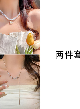 小众高货2023新款爆款珍珠项链女小众高级感锁骨链轻奢长款高级感