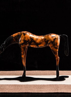 新中式金属马摆件软装创意流云马艺术品雕塑装饰品样板间书柜陈设