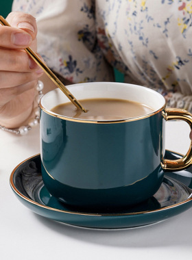 欧式奢华金边陶瓷咖啡杯碟高w档下午茶杯碟家用精致商用简约高级