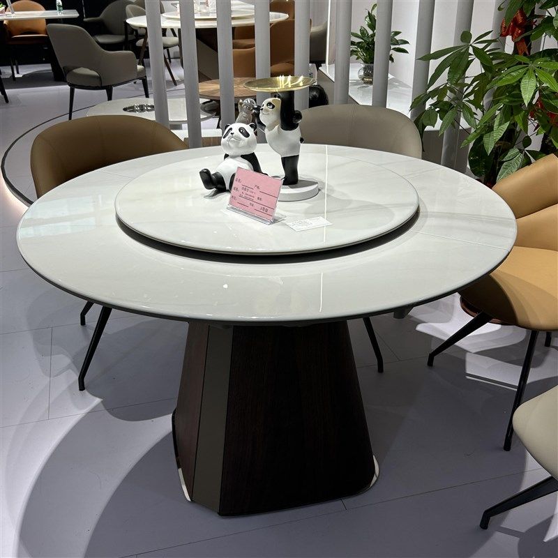 CZ061功能圆餐台1.2米微晶石圆餐桌1.55米椭圆桌拉伸功能餐桌转盘,淘宝优惠券,粉丝福利购,淘宝优惠卷