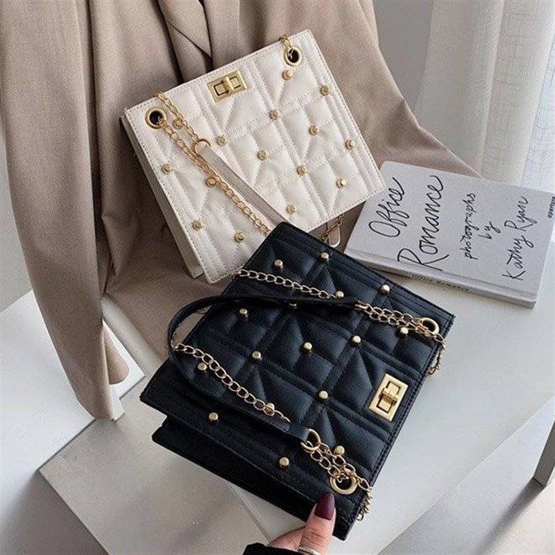 单肩包女大包包2021新款潮韩版斜挎包铆钉链条包大容量转锁包,淘宝优惠券,粉丝福利购,淘宝优惠卷