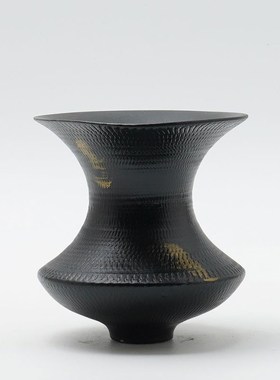 新中式黑色花瓶小摆件客厅陶瓷插花花器样板间酒店展示柜软装瓷器