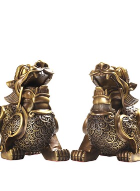 铜貔貅摆b件一对招財 客厅店铺家居办公室桌装饰皮丘貔恘开业礼品