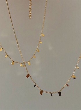 欧美钛钢项链女百搭高级感轻奢新款水滴钛M钢锁骨链小众设计毛衣