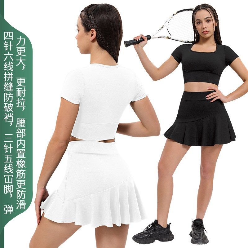 速干户外跑步短裙时尚前后不规则瑜伽短裙防走光假两件网球裙裤女,淘宝优惠券,粉丝福利购,淘宝优惠卷